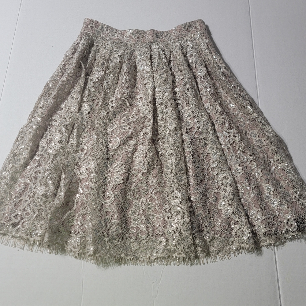 💚 HD‎ In Paris Skirt Pleated Floral Lace With Liner Size 2